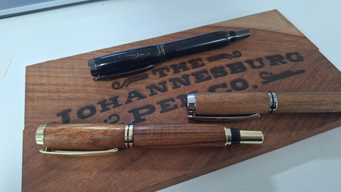 A selection of Buffalo horn, Mahogany and Kiaat pens.